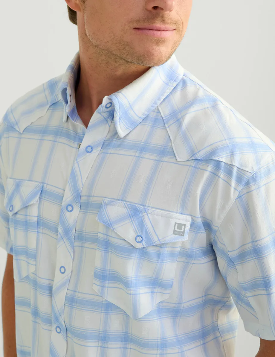 Huk Gear Button Downs-Diamond Back Plaid Short Sleeve Button-Down Windsurfer Plaid
