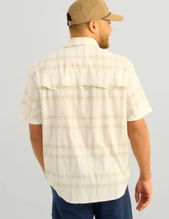 Huk Gear Button Downs-Diamond Back Plaid Short Sleeve Button-Down New Khaki Plaid