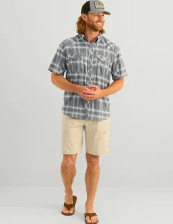 Huk Gear Button Downs-Diamond Back Plaid Short Sleeve Button-Down Naval Academy Plaid 2