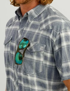 Huk Gear Button Downs-Diamond Back Plaid Short Sleeve Button-Down Naval Academy Plaid 2