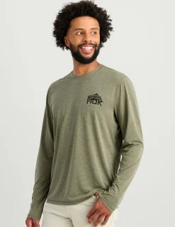 Huk Gear T-Shirts|Performance Tops-Drift Long Sleeve Performance Tee Moss Heather