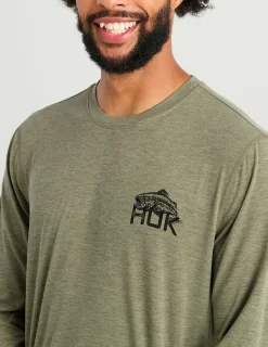 Huk Gear T-Shirts|Performance Tops-Drift Long Sleeve Performance Tee Moss Heather