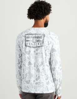 Huk Gear T-Shirts|Performance Tops-Drift Long Sleeve Performance Tee KC White Camo
