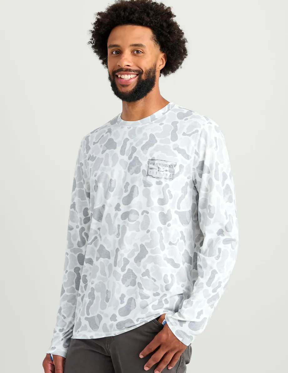 Huk Gear T-Shirts|Performance Tops-Drift Long Sleeve Performance Tee KC White Camo