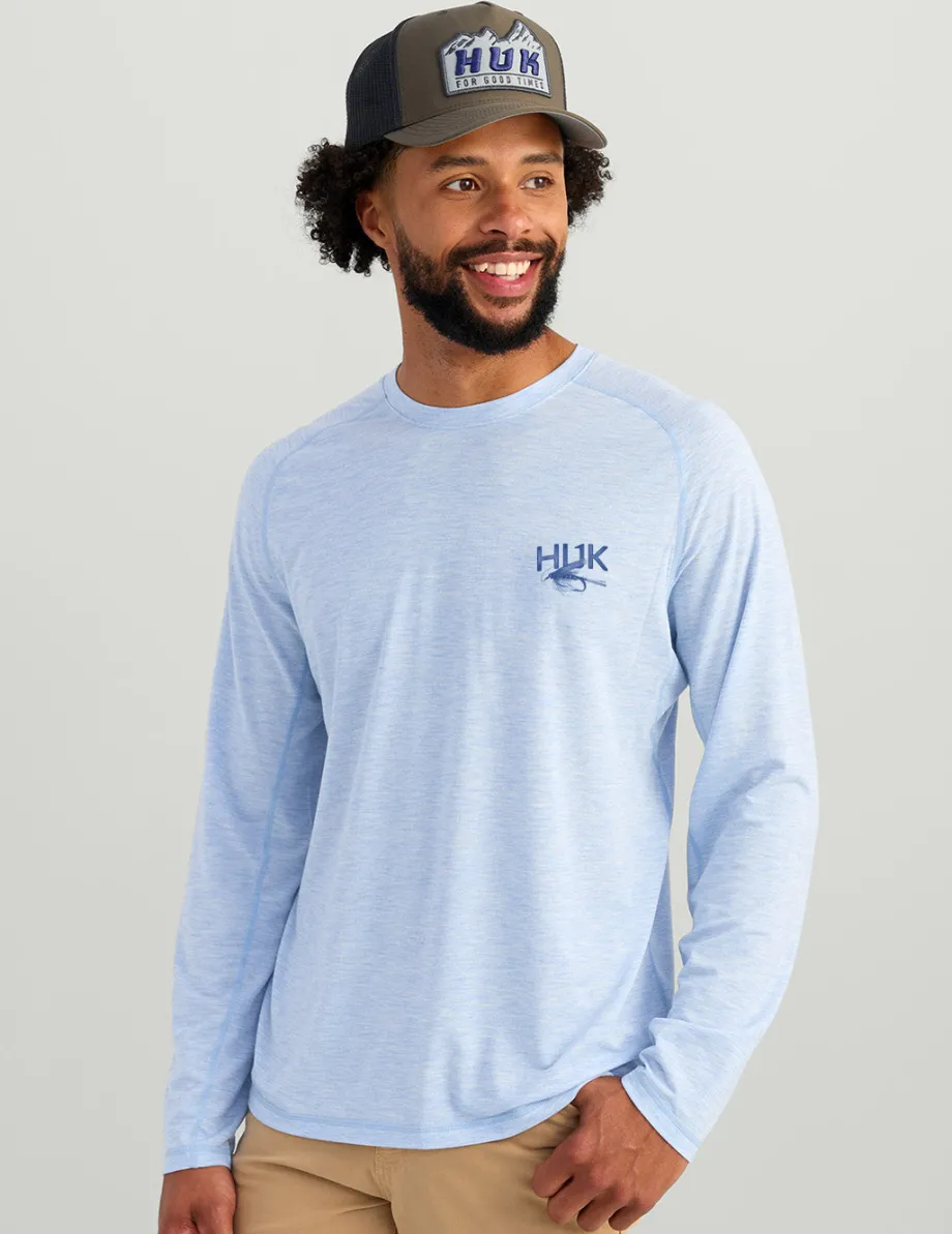 Huk Gear T-Shirts|Performance Tops-Drift Long Sleeve Performance Tee Windsurfer Heather
