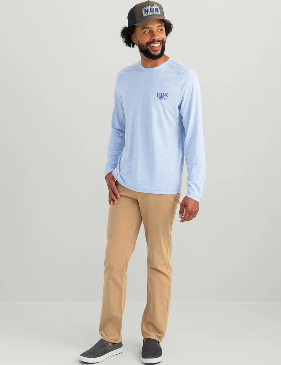 Huk Gear T-Shirts|Performance Tops-Drift Long Sleeve Performance Tee Windsurfer Heather