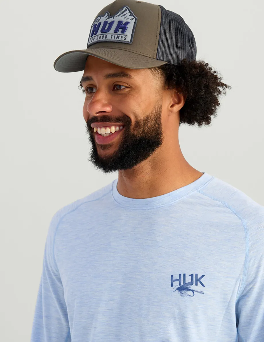 Huk Gear T-Shirts|Performance Tops-Drift Long Sleeve Performance Tee Windsurfer Heather