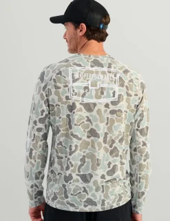Huk Gear T-Shirts|Performance Tops-Drift Long Sleeve Performance Tee KC Volcanic Ash Camo