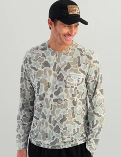 Huk Gear T-Shirts|Performance Tops-Drift Long Sleeve Performance Tee KC Volcanic Ash Camo