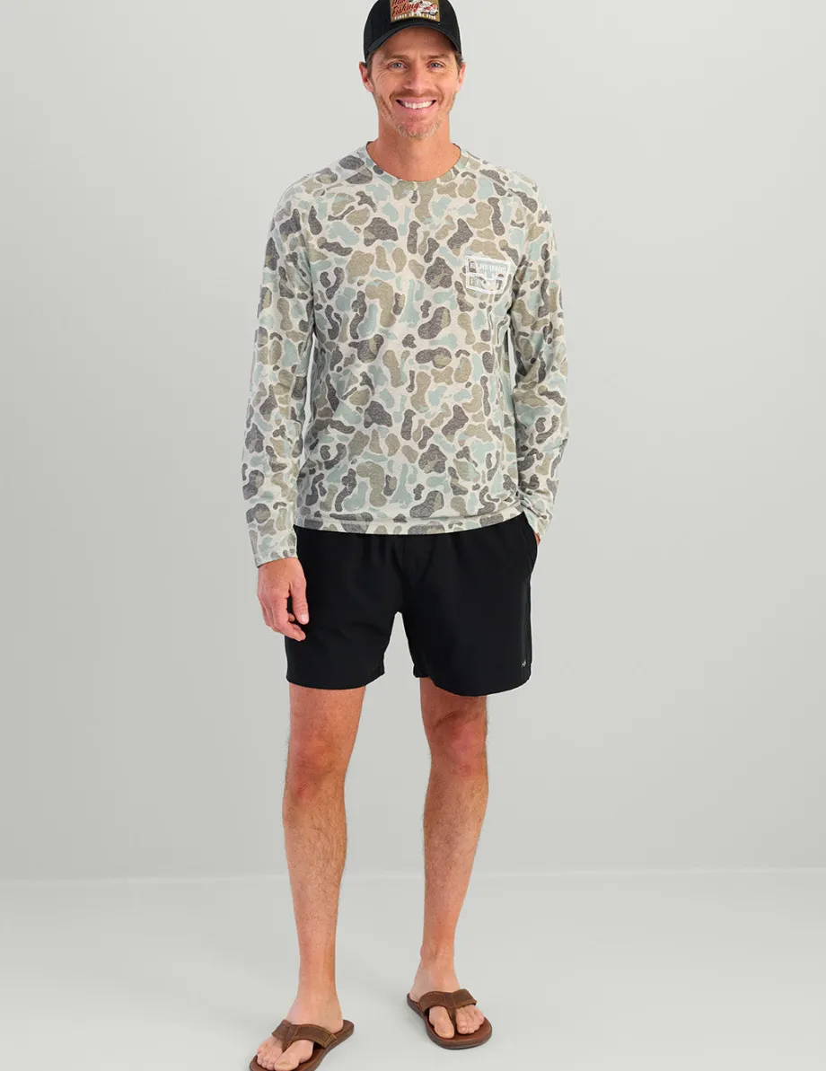 Huk Gear T-Shirts|Performance Tops-Drift Long Sleeve Performance Tee KC Volcanic Ash Camo