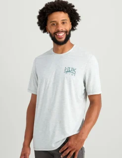Huk Gear T-Shirts|Performance Tops-Drift Short Sleeve Performance Tee Harbor Mist Heather