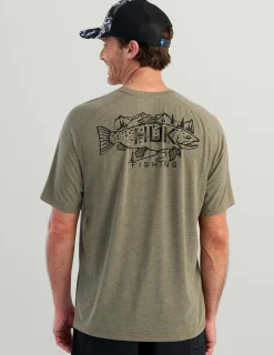 Huk Gear T-Shirts|Performance Tops-Drift Short Sleeve Performance Tee Moss Heather