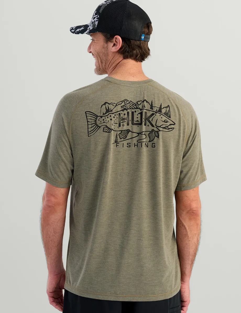 Huk Gear T-Shirts|Performance Tops-Drift Short Sleeve Performance Tee Moss Heather