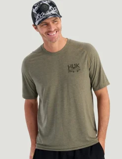 Huk Gear T-Shirts|Performance Tops-Drift Short Sleeve Performance Tee Moss Heather
