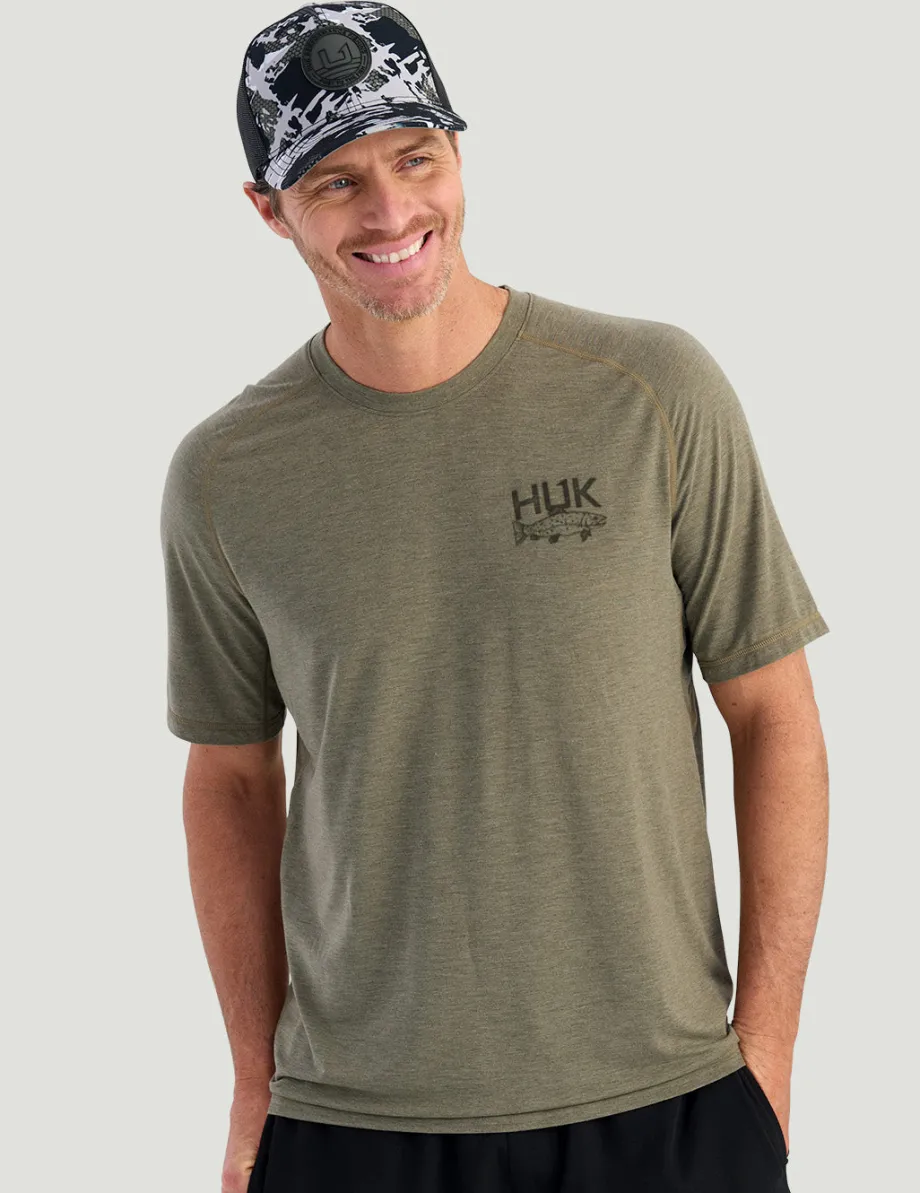 Huk Gear T-Shirts|Performance Tops-Drift Short Sleeve Performance Tee Moss Heather