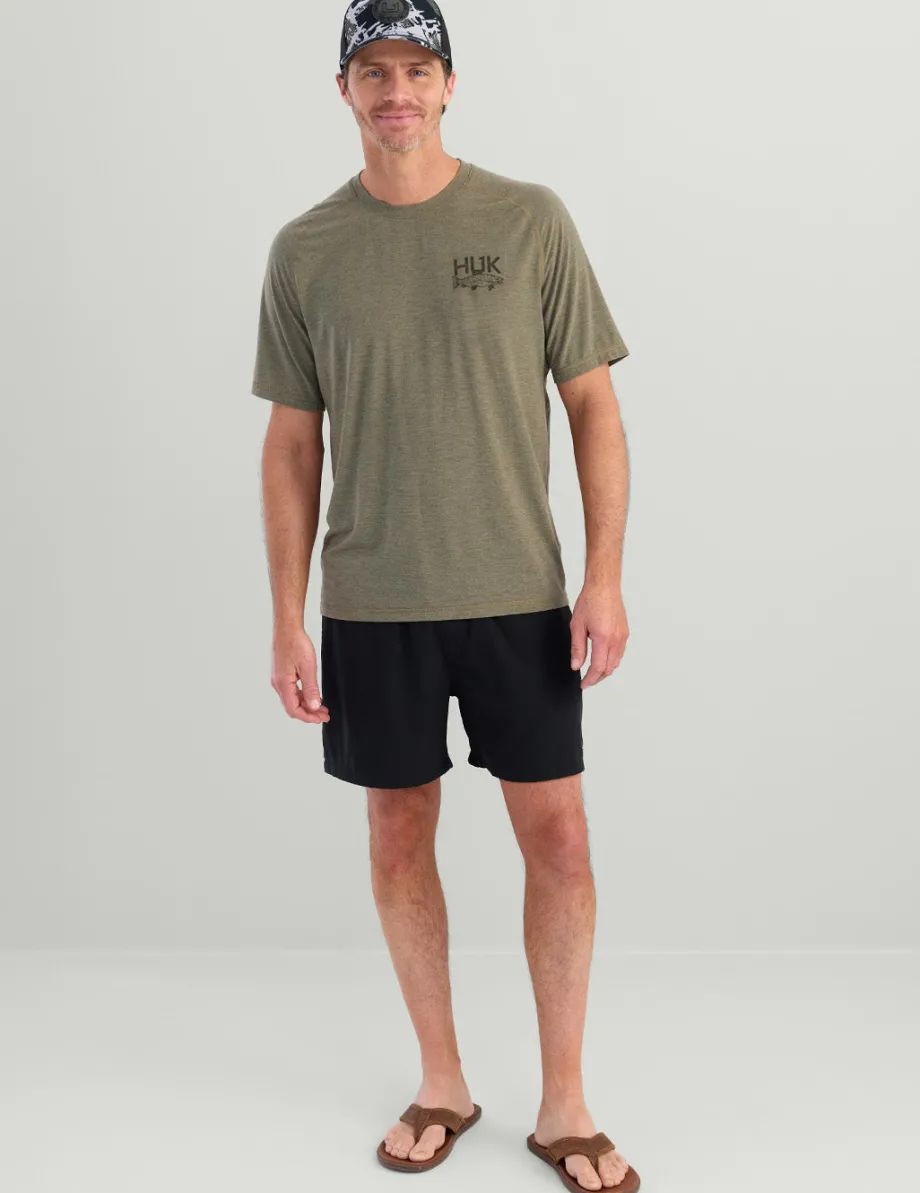 Huk Gear T-Shirts|Performance Tops-Drift Short Sleeve Performance Tee Moss Heather