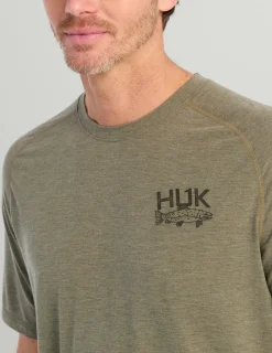 Huk Gear T-Shirts|Performance Tops-Drift Short Sleeve Performance Tee Moss Heather
