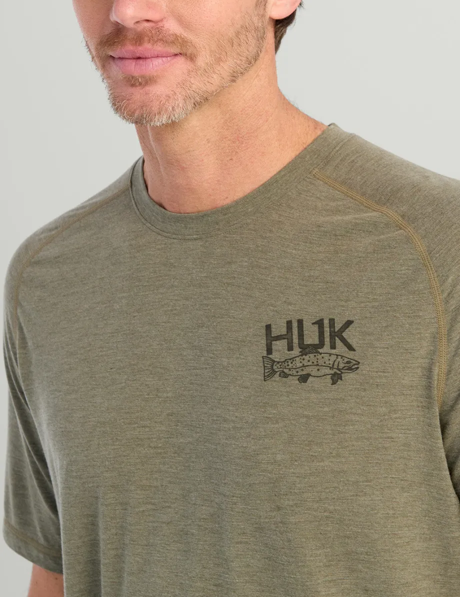 Huk Gear T-Shirts|Performance Tops-Drift Short Sleeve Performance Tee Moss Heather