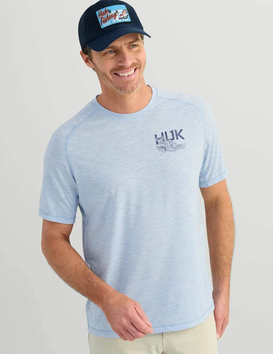 Huk Gear T-Shirts|Performance Tops-Drift Short Sleeve Performance Tee Windsurfer Heather
