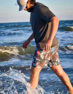 Huk Gear Swim-East Point Boardshorts Volcanic Ash Radical Botanical