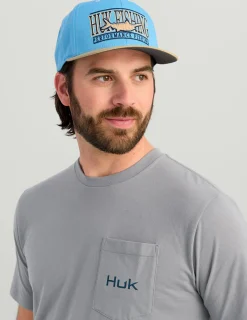 Huk Gear Hats-Flat Bill Trucker Hat Lightning Sky