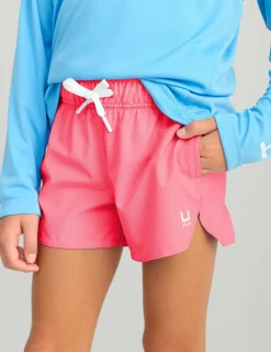 Huk Gear Swim-Girls Pursuit Volley Swim Short Neon Coral