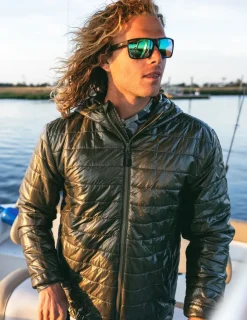 Huk Gear Insulation-Gulf Stream Insulated Hooded Jacket Moss
