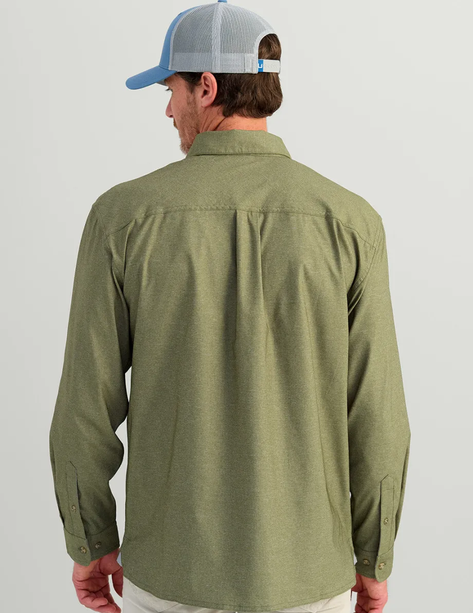 Huk Gear Button Downs-Hawser Tech Lightweight Flannel Moss Heather