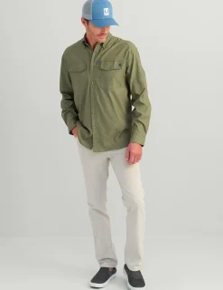 Huk Gear Button Downs-Hawser Tech Lightweight Flannel Moss Heather