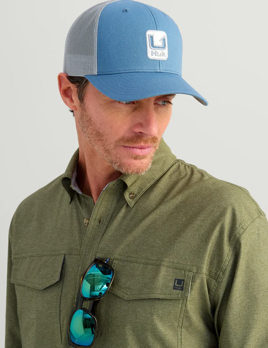 Huk Gear Button Downs-Hawser Tech Lightweight Flannel Moss Heather