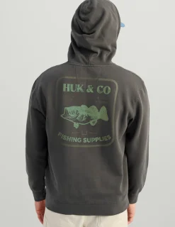 Huk Gear Hoodies & Pullovers-Huk and Co Cotton Fleece Hoodie Volcanic Ash
