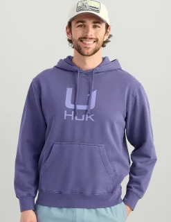 Huk Gear Hoodies & Pullovers-Huk Barb U Cotton Fleece Hoodie Skipper Blue