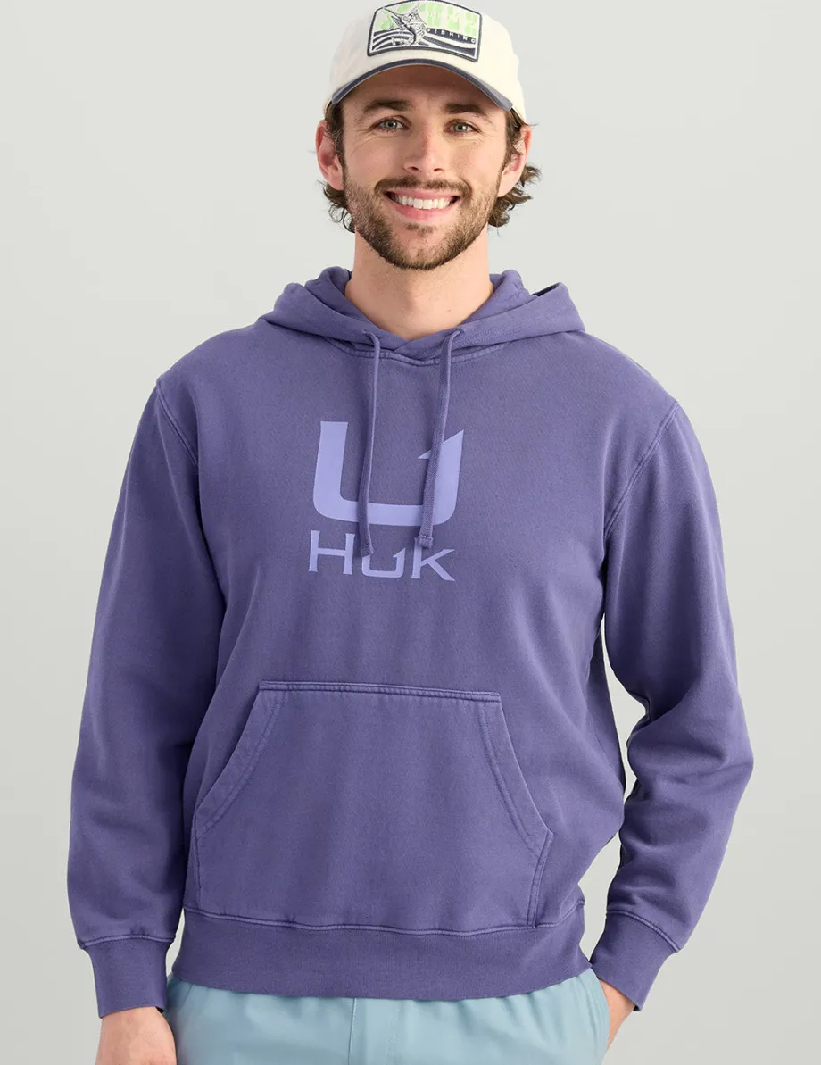 Huk Gear Hoodies & Pullovers-Huk Barb U Cotton Fleece Hoodie Skipper Blue