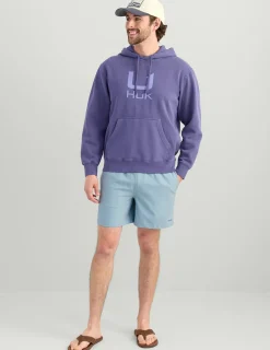 Huk Gear Hoodies & Pullovers-Huk Barb U Cotton Fleece Hoodie Skipper Blue