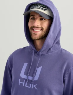 Huk Gear Hoodies & Pullovers-Huk Barb U Cotton Fleece Hoodie Skipper Blue