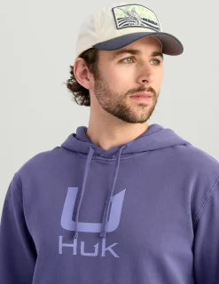 Huk Gear Hoodies & Pullovers-Huk Barb U Cotton Fleece Hoodie Skipper Blue