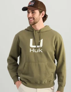 Huk Gear Hoodies & Pullovers-Huk Barb U Cotton Fleece Hoodie Moss