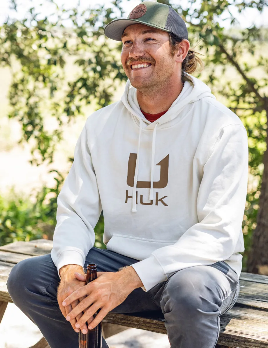 Huk Gear Hoodies & Pullovers-Huk Barb U Cotton Fleece Hoodie Egret