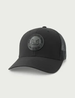 Huk Gear Hats-Huk Circle Patch Trucker Hat Black