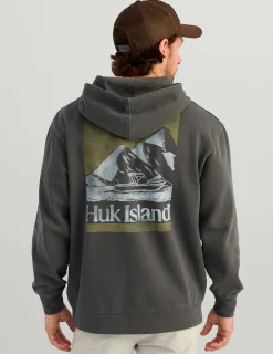 Huk Gear Hoodies & Pullovers-Huk Island Cotton Fleece Hoodie Volcanic Ash