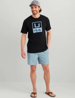 Huk Gear T-Shirts-Huk Stacked Logo Tee Black