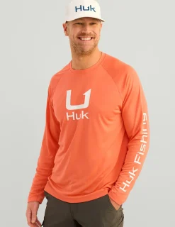 Huk Gear Performance Tops-Icon Performance Crew Fresh Salmon