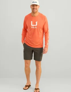 Huk Gear Performance Tops-Icon Performance Crew Fresh Salmon