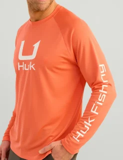 Huk Gear Performance Tops-Icon Performance Crew Fresh Salmon