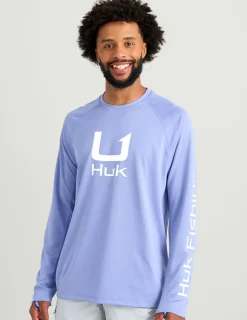 Huk Gear Performance Tops-Icon Performance Crew Lightning Sky