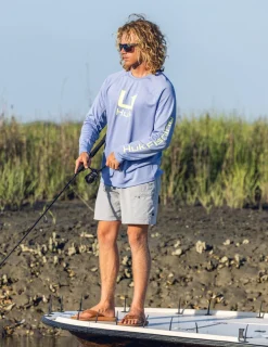 Huk Gear Performance Tops-Icon Performance Crew Lightning Sky