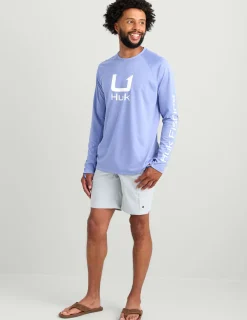 Huk Gear Performance Tops-Icon Performance Crew Lightning Sky