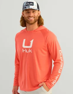 Huk Gear Performance Tops-Icon Performance Hoodie Fresh Salmon