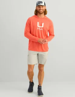 Huk Gear Performance Tops-Icon Performance Hoodie Fresh Salmon