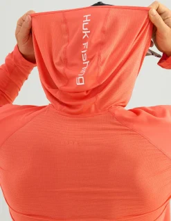 Huk Gear Performance Tops-Icon Performance Hoodie Fresh Salmon